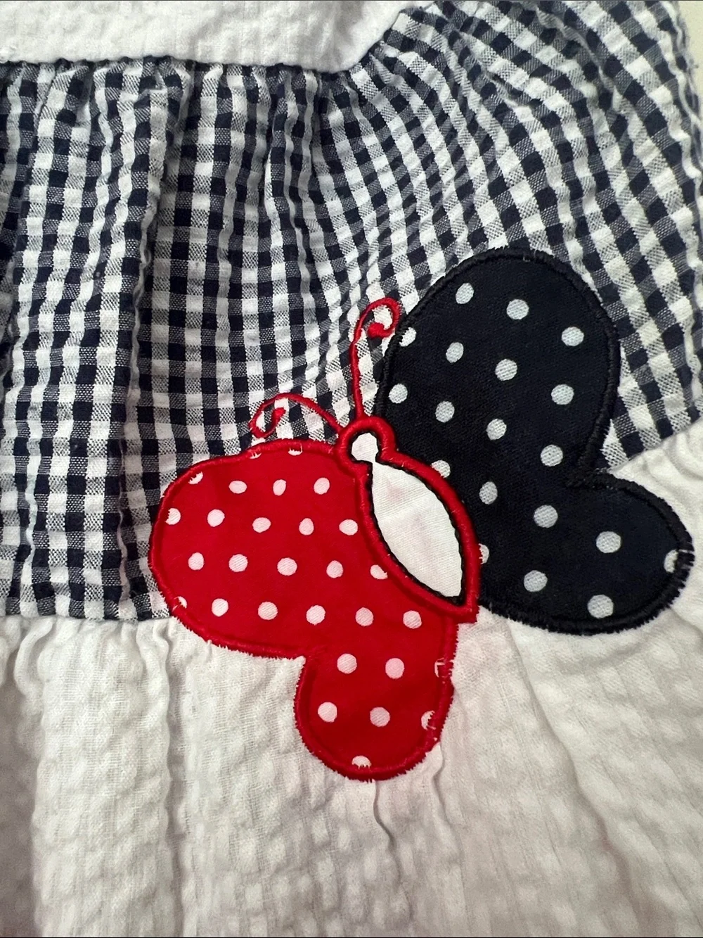 Rare Editions Red, White & Navy Gingham Butterfly Dress